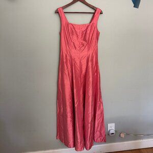 Floor length Formal Coral Taffeta Gown with Shrug Jacket